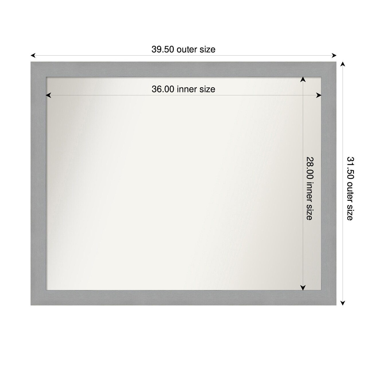 Brushed Nickel Non-Beveled Custom Framed Bathroom Vanity Wall Mirror